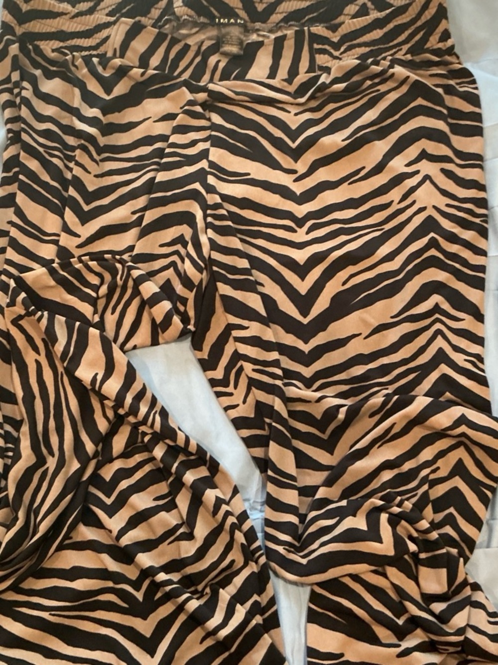 IMAN Zebra-Print pants